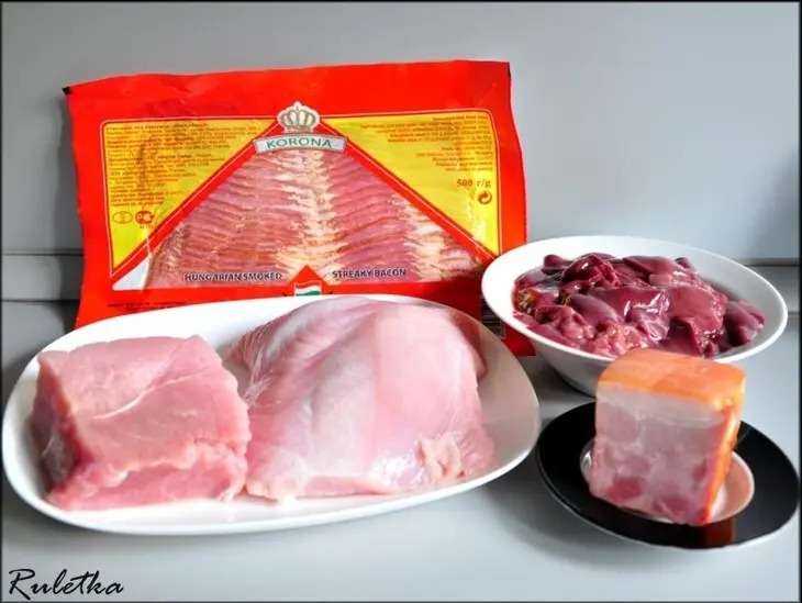 Мясной террин с королевскими шампиньонами.: шаг 1