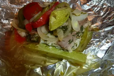 Филе морского языка с овощами, приготовленное в фольге на пару: шаг 11