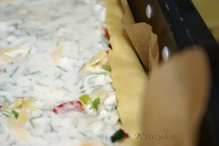 "рубленный" пирог с сыром и зелёным луком: шаг 9