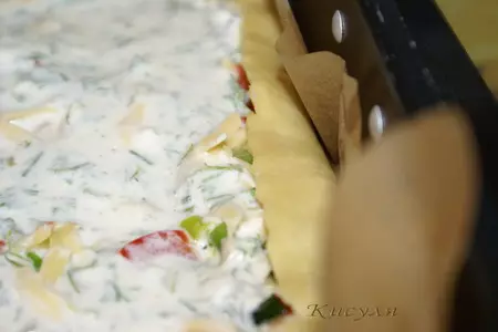 "рубленный" пирог с сыром и зелёным луком: шаг 9