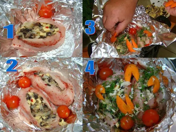 Куриные карманы-кошелёчки! (куриные грудки, фаршированные шампиньонами и сыром - на пару): шаг 7