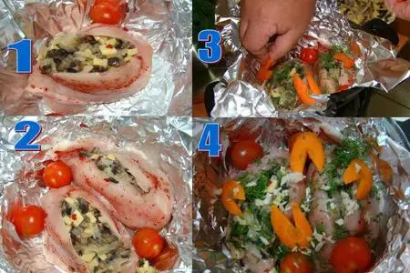 Куриные карманы-кошелёчки! (куриные грудки, фаршированные шампиньонами и сыром - на пару): шаг 7