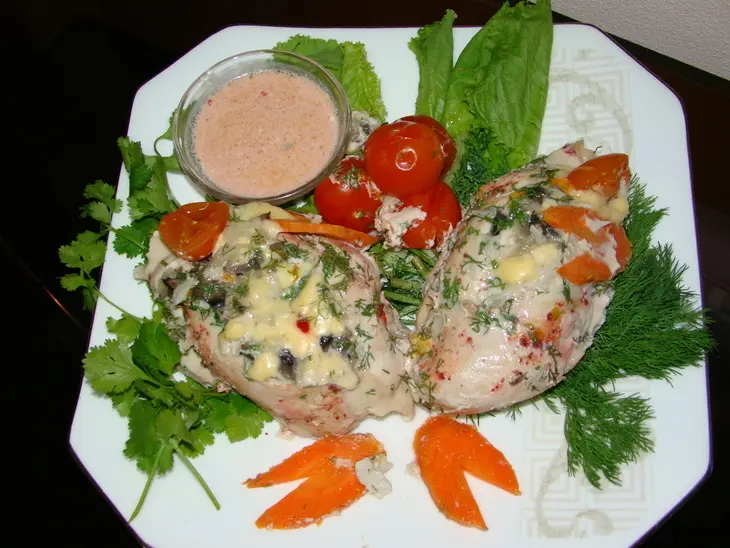 Куриные карманы-кошелёчки! (куриные грудки, фаршированные шампиньонами и сыром - на пару): шаг 11
