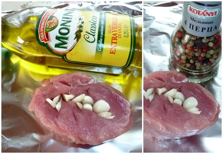 Шпигованное чесноком мясо на мангале с томатным соусом ( из серии "айда на пикник"): шаг 4