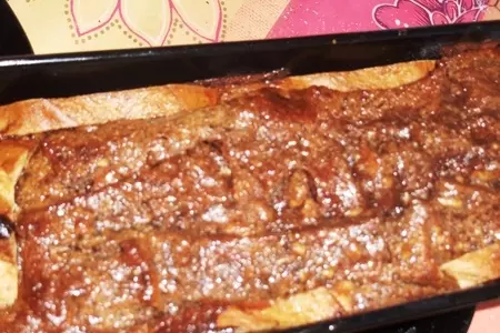 Шоколадный пудинг со сгущенкой, орехами и изюмом: шаг 6
