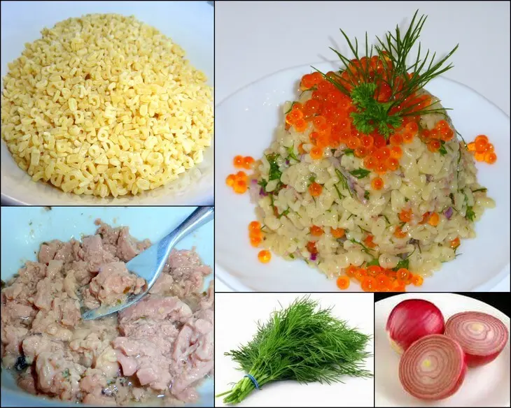 Макаронный салат с красной икрой: шаг 1