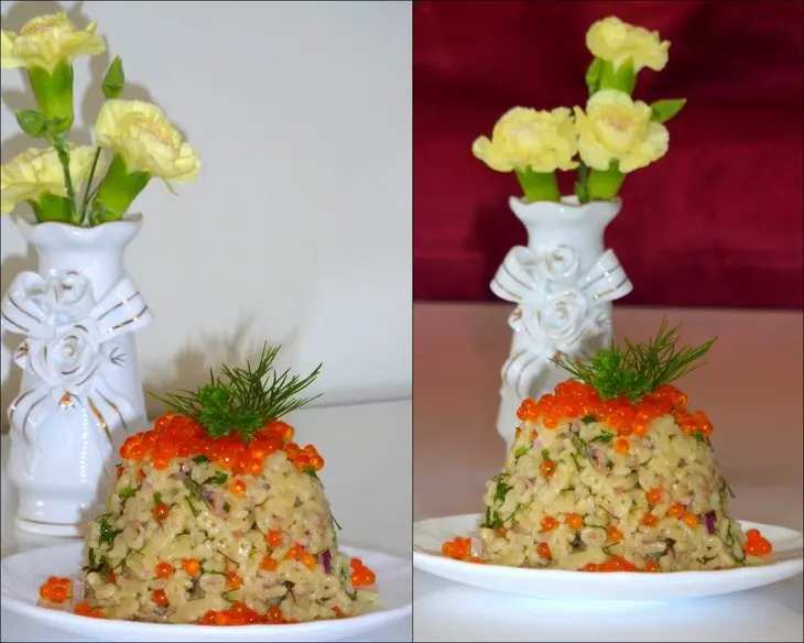 Макаронный салат с красной икрой: шаг 2