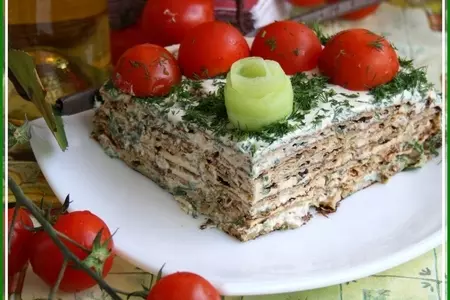 Тортик из цукини со сливочно-творожным  ореховым кремом и кремом из камамбера и руколы: шаг 8