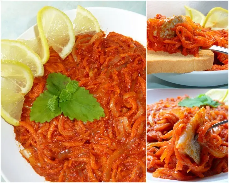 Закуска из сельди с луком и  морковью: шаг 2
