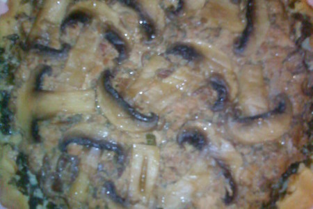 Открытый пирог с грибами, мясом и щавелем: шаг 4