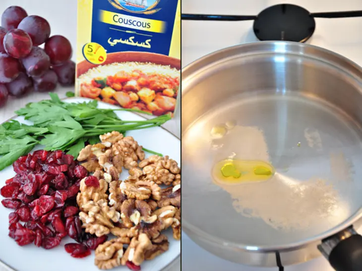 Кускус с виноградом, орехами и сушеной клюквой.: шаг 10