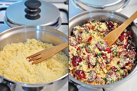 Кускус с виноградом, орехами и сушеной клюквой.: шаг 11