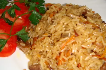 Плов с белыми грибами (постный): шаг 8
