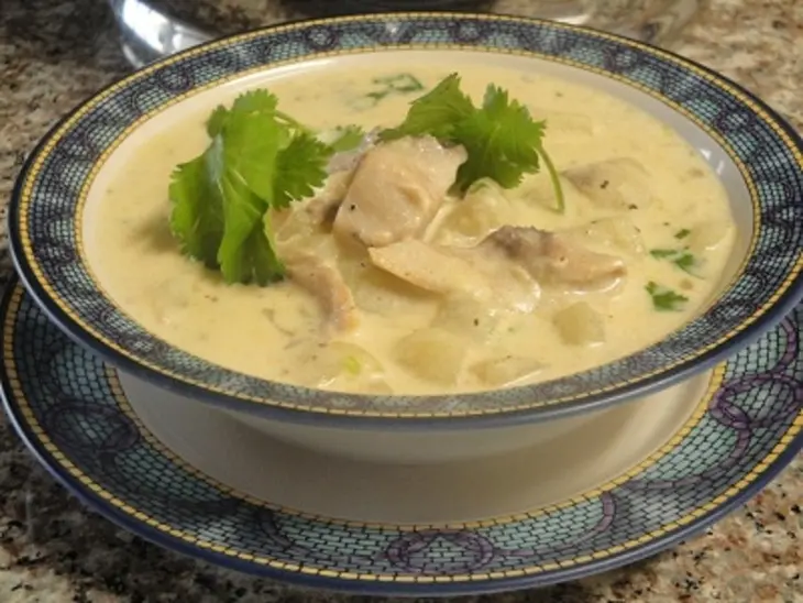 Кремовый суп с копчёной курицей и грибами: шаг 7