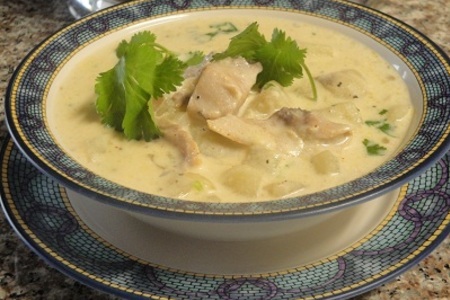 Кремовый суп с копчёной курицей и грибами: шаг 7