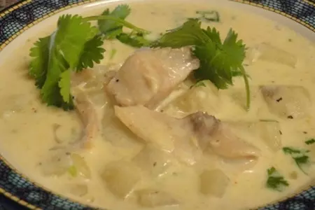 Кремовый суп с копчёной курицей и грибами: шаг 8