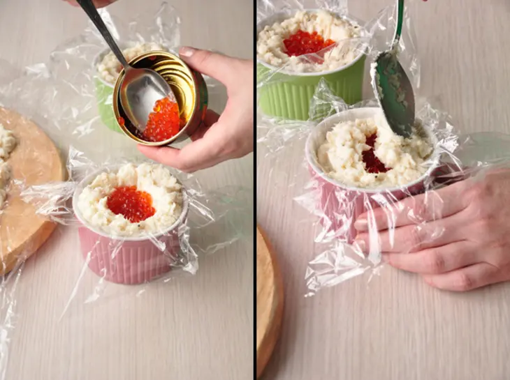 Мусс из судака с красной икрой, приготовленный на пару.: шаг 5