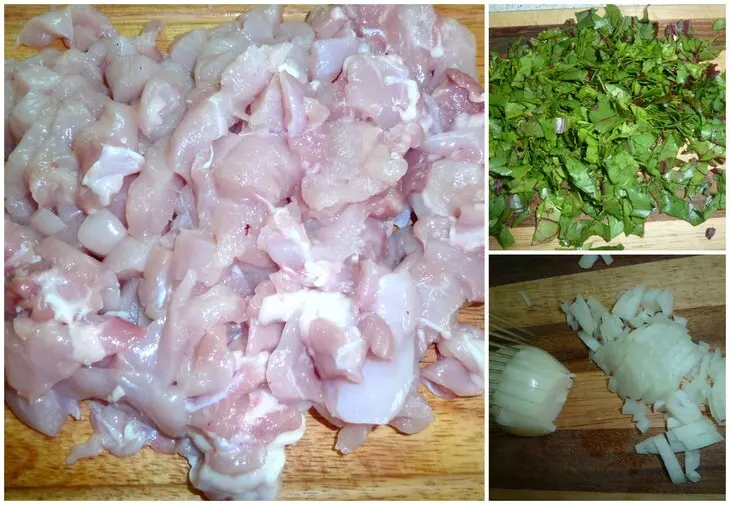 Пирог с куриным мясом, свекольными листьями и кедровыми орешками: шаг 4
