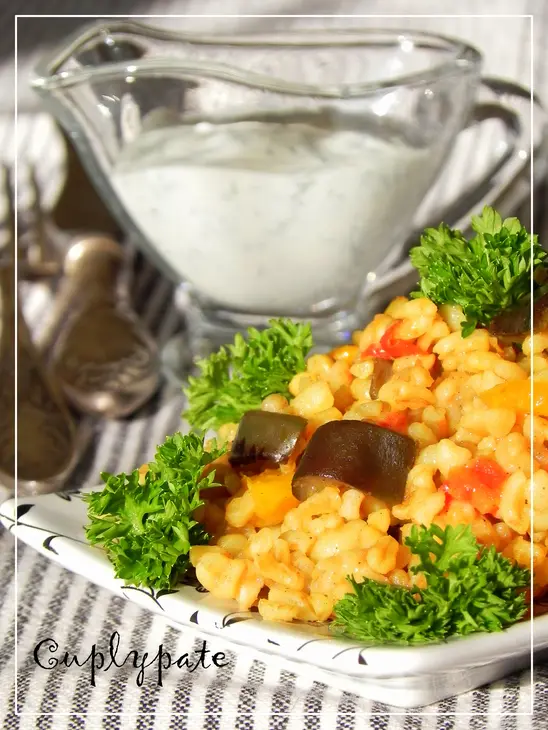 Булгур с овощами и соусом из баклажан: шаг 5