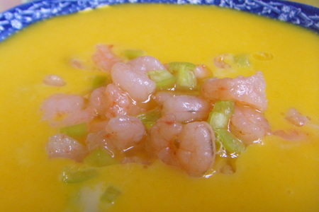 Тыквенный суп-пюре с креветками и острым перцем.: шаг 5