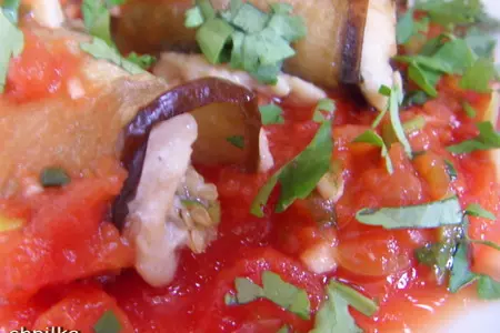 Рулетики из баклажан с куриной грудкой.: шаг 3