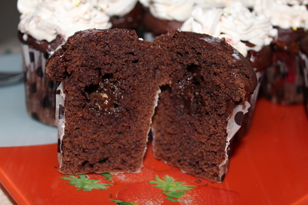 Шоколадные маффины с шоколадным пудингом и милки-веем внутри: шаг 2