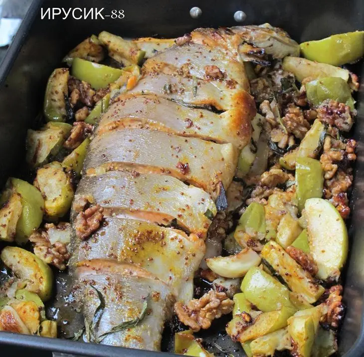 Орехи,яблоки и мёд, форель,горчица и чеснок!: шаг 9