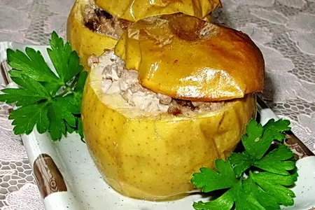 Яблоки, фаршированные индейкой с яблочно-медовым соусом: шаг 10