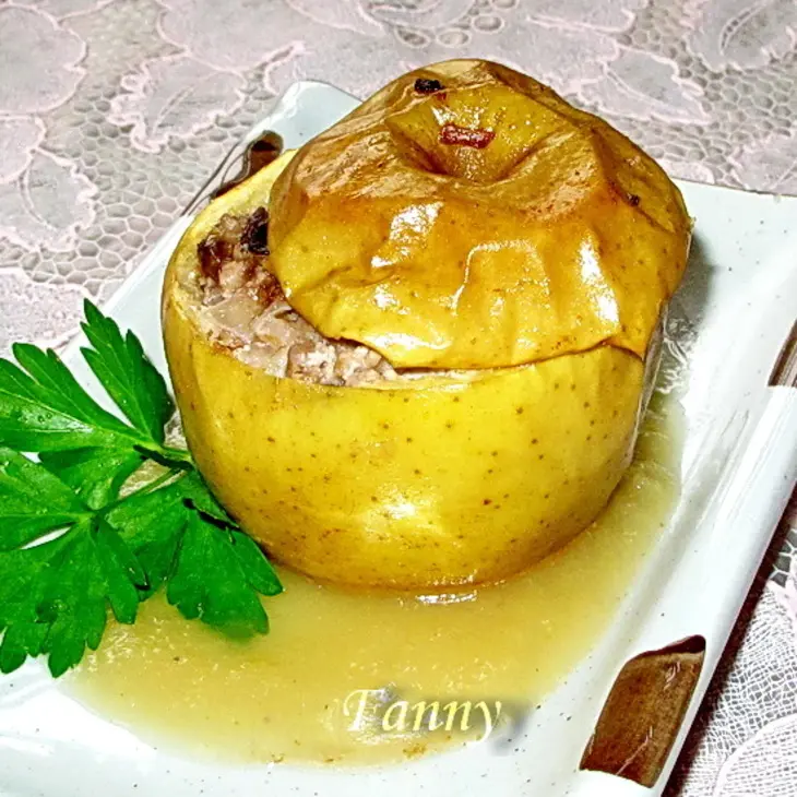 Яблоки, фаршированные индейкой с яблочно-медовым соусом: шаг 11