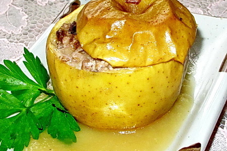 Яблоки, фаршированные индейкой с яблочно-медовым соусом: шаг 11