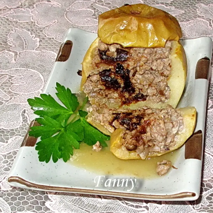 Яблоки, фаршированные индейкой с яблочно-медовым соусом: шаг 12