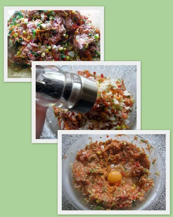 Разноцветные мясные кексы: шаг 5