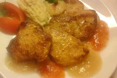 Индейка с пряным яблочным соусом с гарниром из яблок и гороховым пюре: шаг 9