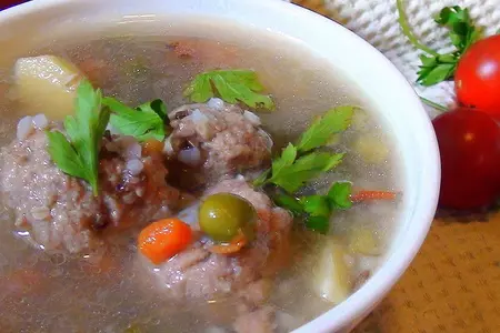 Густой супчик для вечно занятых мамочек с мясными клёцками, гречкой и овощами.: шаг 3