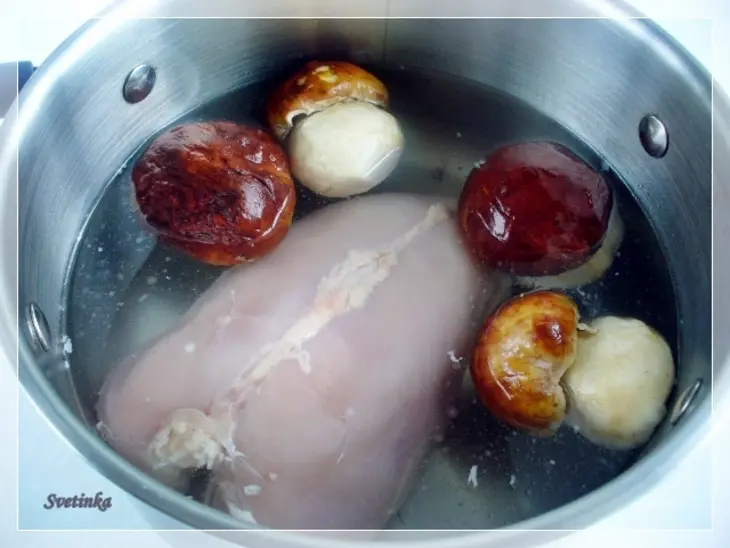 Суфле с белыми грибами и курицей «грибной оскар»: шаг 3