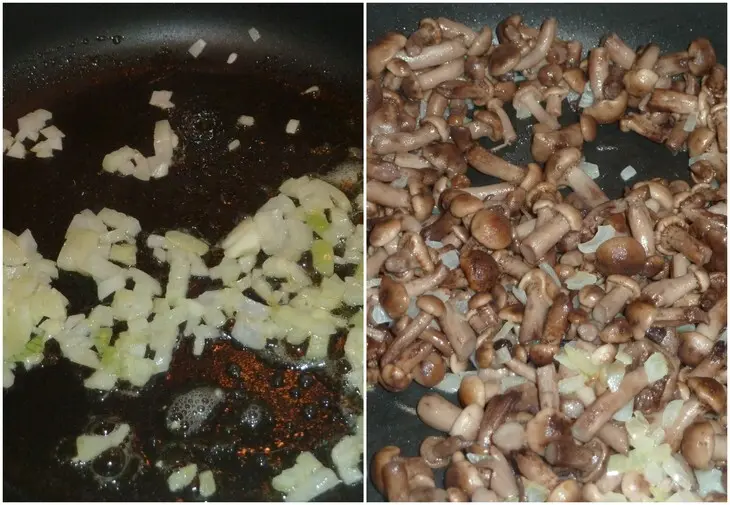 Неклассическая  лазанья с филе индейки, куриной печенью и маринованными опятами: шаг 6