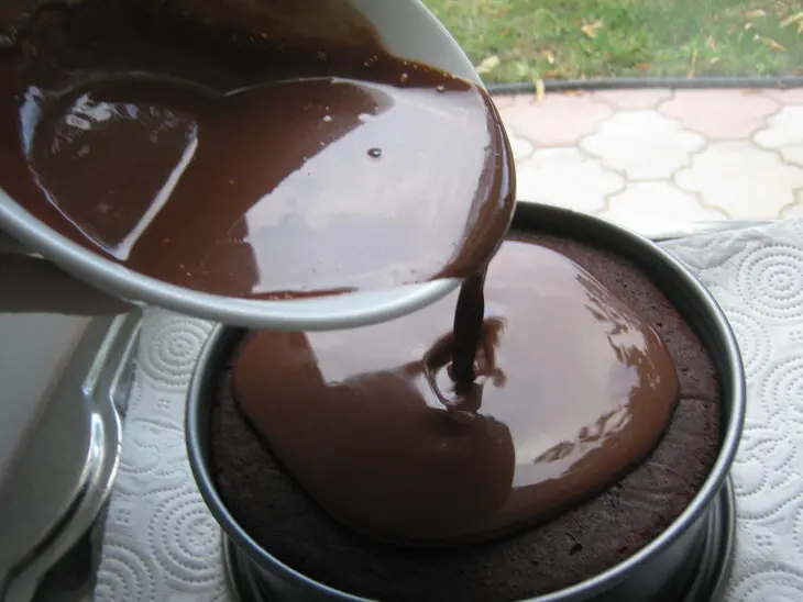 Торт-пирог « шоколадный »с шоколадными чипсами и  в шоколадной панакоте (ultra choc-chip cake).: шаг 9