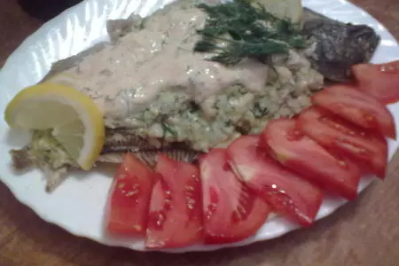 Камбала,фаршированная креветками и сыром+укропный соус))): шаг 4