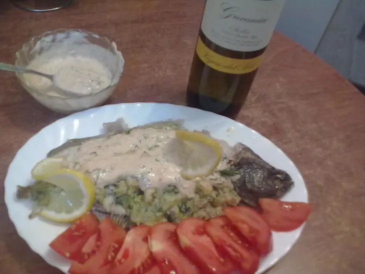 Камбала,фаршированная креветками и сыром+укропный соус))): шаг 6