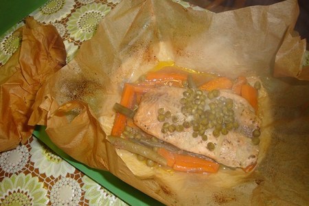 Филе лосося с овощами в пергаменте: шаг 8