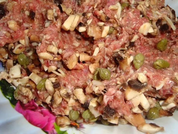 Мясной террин с куриными сердечками: шаг 2