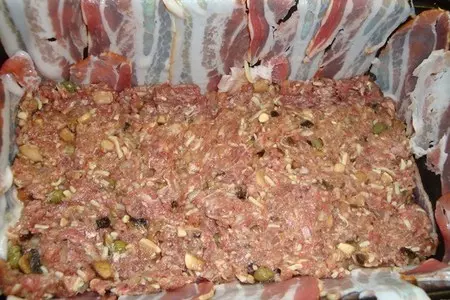 Мясной террин с куриными сердечками: шаг 3