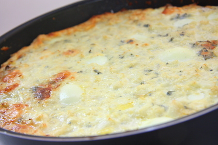 Пирог сырный с цветной капустой и перепелиными яйцами.: шаг 4