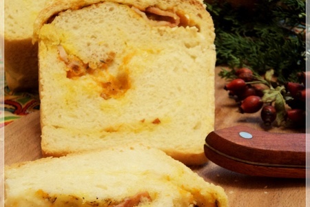 Хлеб с тыквой, копченой грудинкой и сыром фета. (дуэль): шаг 7