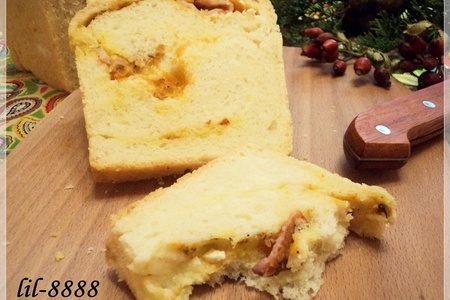 Хлеб с тыквой, копченой грудинкой и сыром фета. (дуэль): шаг 8