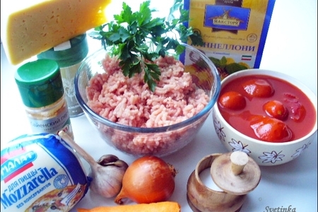 Каннеллони с фаршем, томатами и моцареллой «италия по-русски»: шаг 1