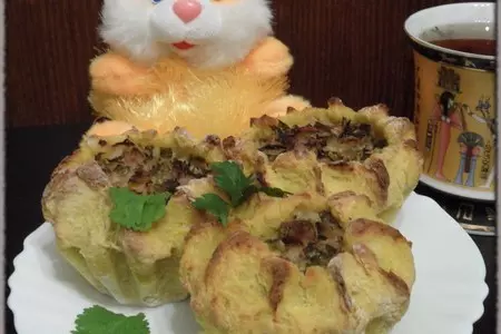 Картофельные кексы с капустой и мясом!!!: шаг 14
