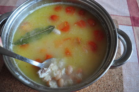 Суп с курицей,белой фасолью и помидорами"черри": шаг 8