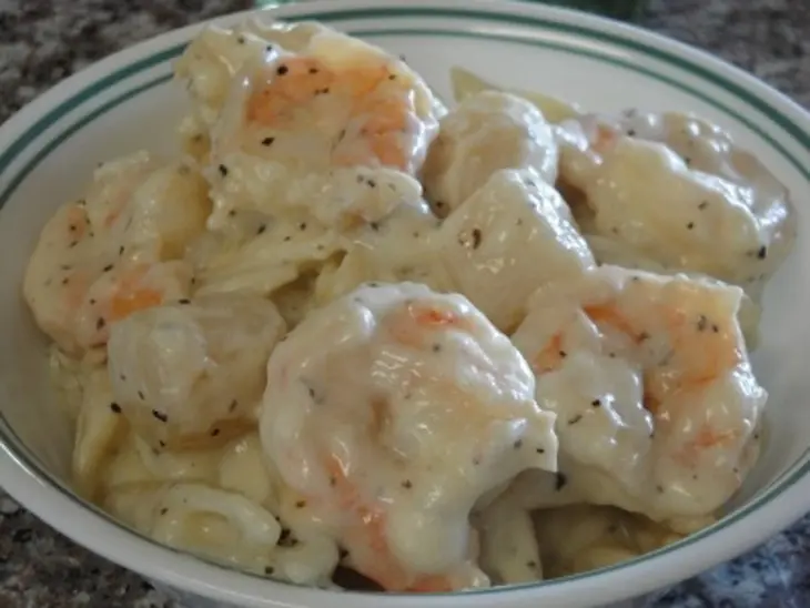 Паста пенне с сыром,креветками и гребешками: шаг 8