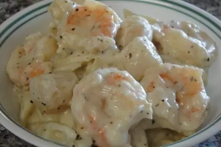 Паста пенне с сыром,креветками и гребешками: шаг 8